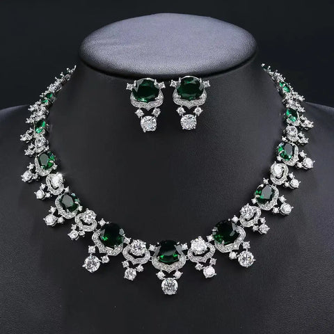 Exquisite luxury women's jewellery zirconia necklace earrings versatile charming set prom graduation party accessories M-362