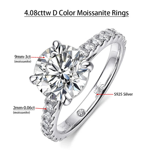 Serenity 1.4cttw D Color VVS1 Moissanite Row Rings