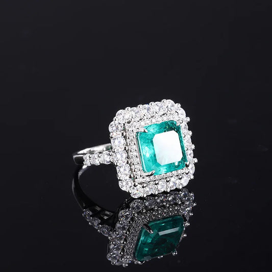 Sparkling Cubic Zirconia Paraiba Tourmaline 925 Sterling Silver Jewelry Set Pendant Necklace Ring Earrings For Women Gift Girl