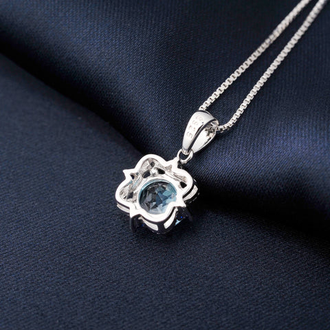 Potiy 925 sterling silver Natural Sky Blue Topa Pendant for women jewellery elegant sets  retro luxury quality  valentines Gifts