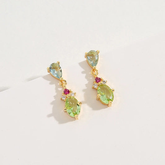 1Pair Good Quality Gold Color Olive Green Zircon