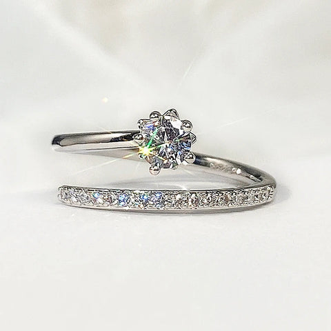Huitan Delicate Silver Color Opening Circle Rings
