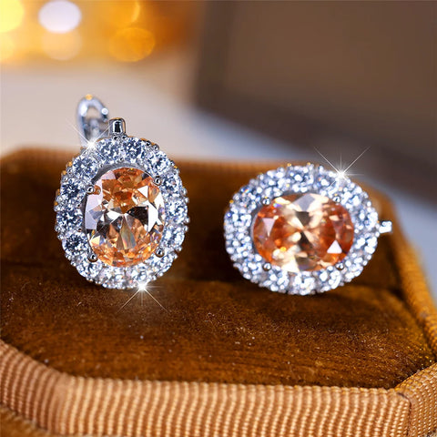 Cute Small Blue Green Zircon Stone Hoop Earrings