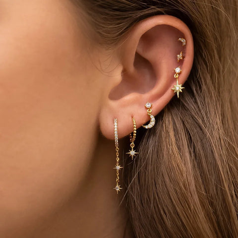 Cubic Zirconia Chain Hoop Earring