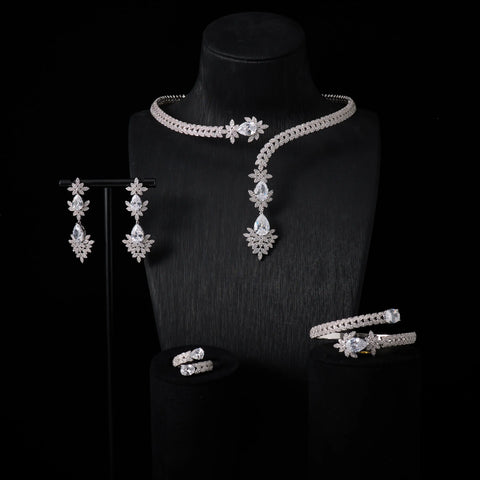 240905 Cuff Necklace Set for Women Bridal Wedding Party Cubic Zirconia  Jewelry Sets For Wedding Party Dress Suits Jewelry set