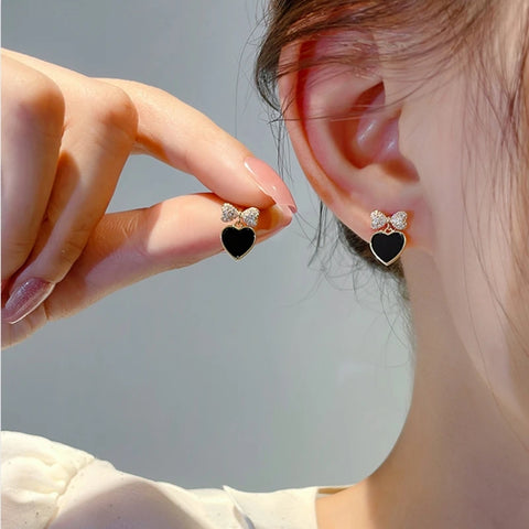 Korean Style Black Zircon Stud Earring