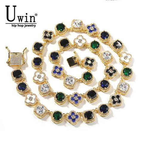 Uwin Square Colored Zircon Necklace