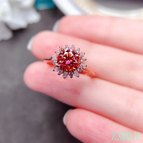 Newest Watermelon Red Moissanite Ring