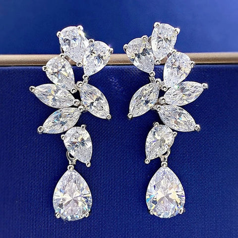 Wong Rain 925 Sterling Silver Pear Lab White Sapphire