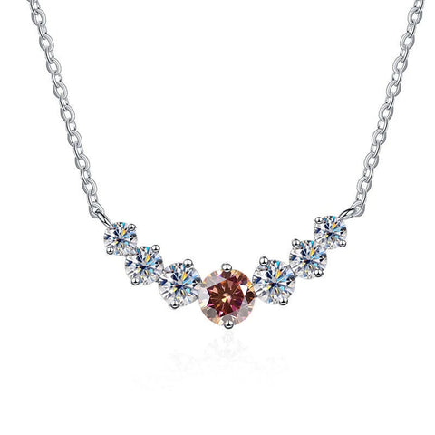 JoyceJelly 5 Moissanite stones Necklace For Women Wedding Jewely with GRA Certified 925 Sterling Sliver Plated 18k White Gold
