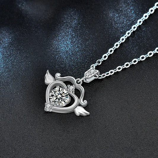 Light luxury 925 sterling silver moissanite cupid's arrow necklace for women, anniversary birthday gift