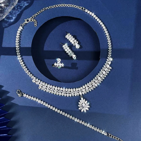 2025 5pcs/set wedding celebration luxurious cubic zirconia jewelry set classic fashionable for prom and daily wear