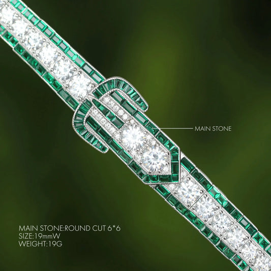 WUIHA Vintage 925 Sterling Silver Emerald