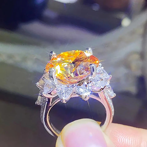 NKHOG 10CT Pink Moissanite Ring
