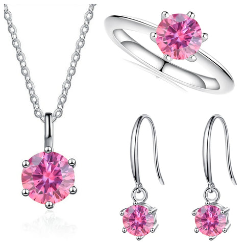 Total 2.5ct Solitaire 925 Sterling Silver moissanite Jewelry set for charm lady  for Women Fine Jewelry dating party gift