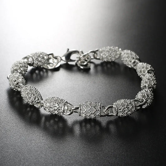 925 Silver Flower Beads Charm Bracelets