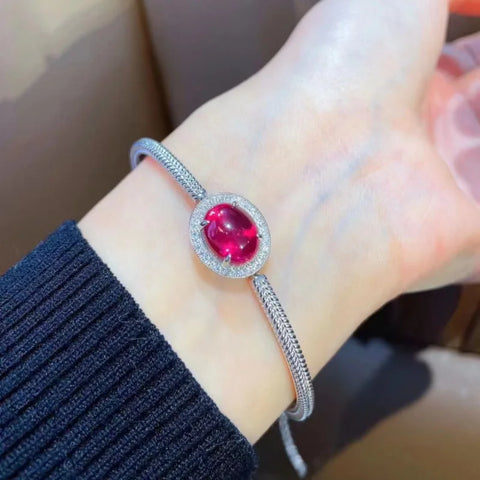 ZOCA Luxury 925 Sterling Silver Round Lab Ruby Sapphire