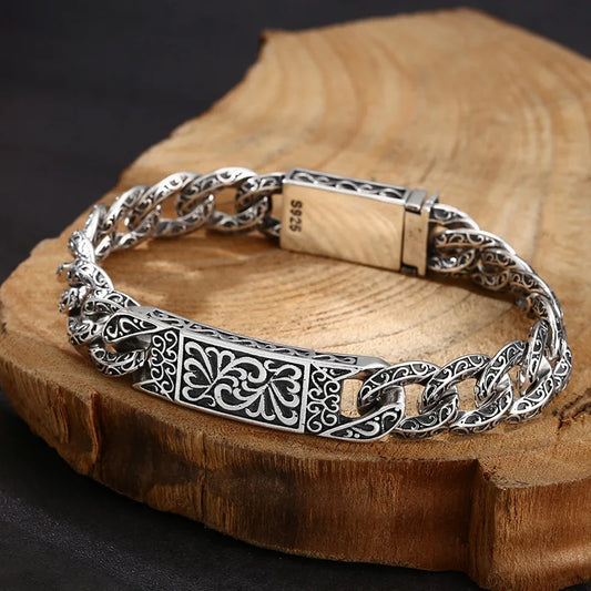 S925 Sterling Silver Punk Style Cuba Bracelet