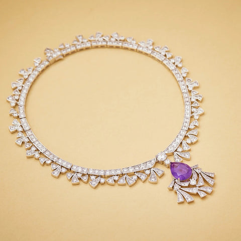 AY Luxury Temperament AAA Zircon Dreamy Mysterious Purple Necklace Earrings For Women Wedding Party Evening Dress Jewelry Set
