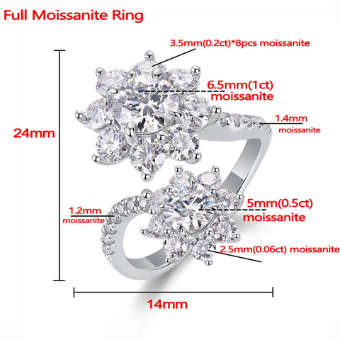 Double Sunflower Full Moissanite Engagement Rings