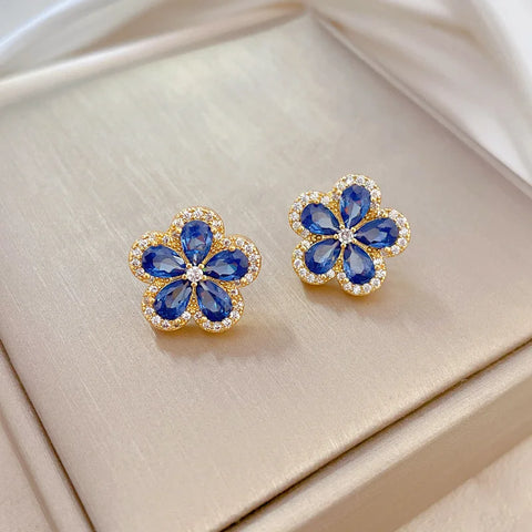 Women's Pink Crystal Cherry Blossom Flower Pendant Necklace (40cm + 5cm) Luxury Jewelry Free Shipping