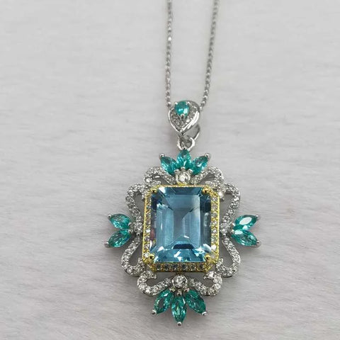SACE GEMS New Trend Sky Blue Topaz Pendant