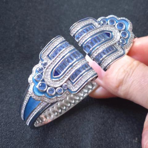 KQDANCE Luxury 925 Sterling Silver Cuff Bangles Bracelets