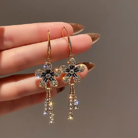 Zircon Wheat Tassel Pendant Gold Color U-shaped