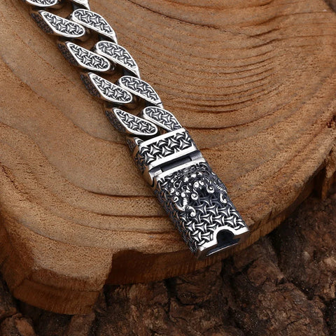 S925 Sterling Silver Armor Pattern Bracelet