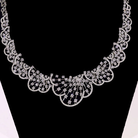 Graceful 2Pcs White CZ Zircon Necklace Set Brides High Quality Fine Jewelry Women  Wedding Engagement Accessory