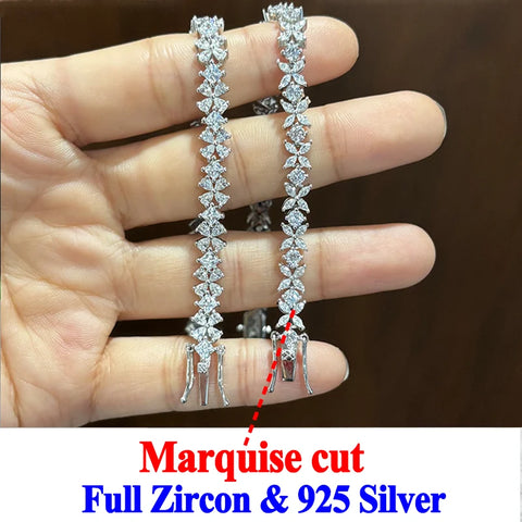 Leaf Flower Pear Zircon Bracelet