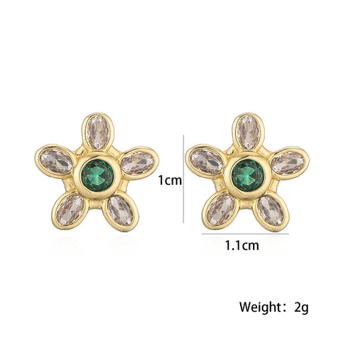 NEWBUY Delicate Gold Color Cute Flower Stud Earrings