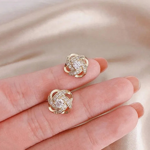 New Exquisite Shiny Zircon Heart Flower Earrings