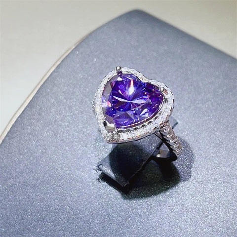 Hot Selling 5ct Purple Heart Moissanite Rings
