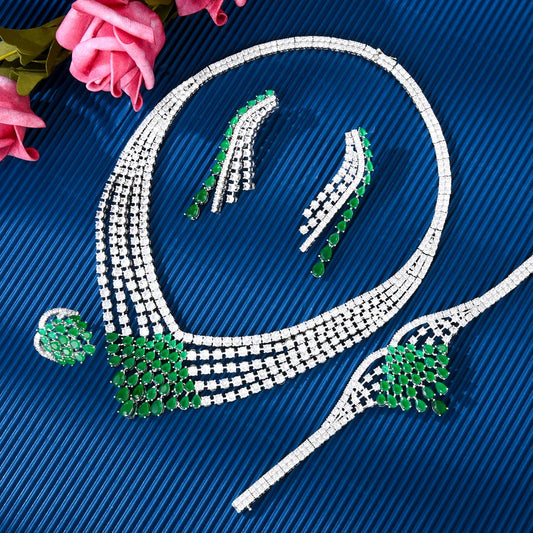GODKI BIG Luxury 4PCS Iregular Geometric African Jewelry Set For Women Wedding Party Cubic Zirconia Dubai Bridal Jewelry Indian