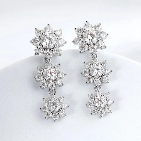 FEOBUR Full Moissanite Diamond Jewelry Set for Women 925 Sterling Silver Luxury Sunflower Necklace Bangle Bridal Wedding Sets