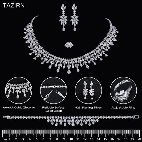 TAZIRN Africa Dubai Nigeria 5A Cubic Zirconia 2/4PCS Jewelry Set For Women Wedding Party Luxury Crystal Jewelry Accessories Gift