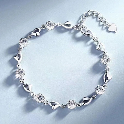 Retro 925 Sterling Silver Blue Crystal Bracelets