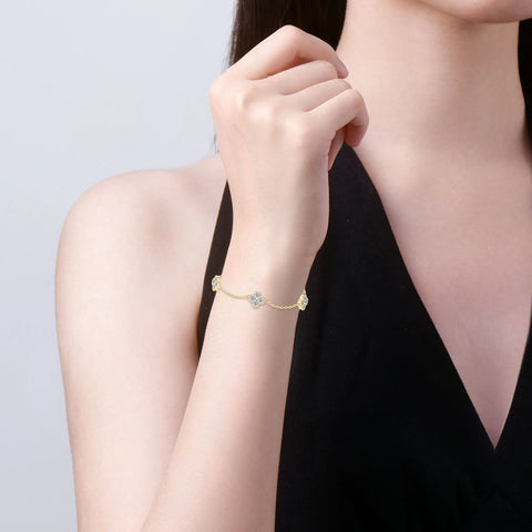 Sweetrain 18k Gold Plated 3mm Moissanite Bracelet