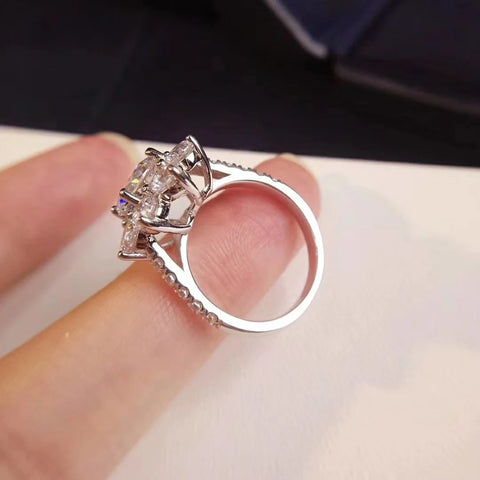 2 Carat Sunflower Real Moissanite Engagement Ring - BOLEVARD RING