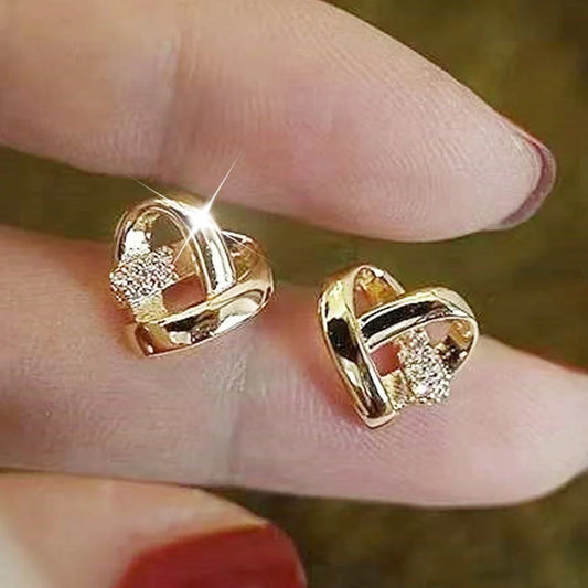 Huitan Eternity Love Earrings Ear Stud Piercing Silver
