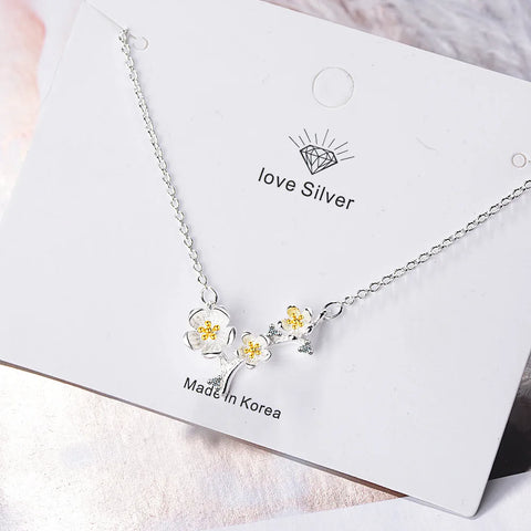 925 Sterling Silver Flower Pendant Chain Necklace For Women Luxury Fine Jewelry Accessories Wholesale Jewellery Argent 925