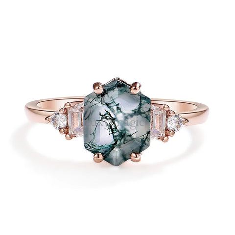 Luxyimagic Moss Agate Natural Stone Ring - BOLEVARD RING