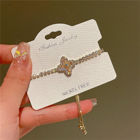 Korean Original Design Sparkling Zircon Flower Bracelet