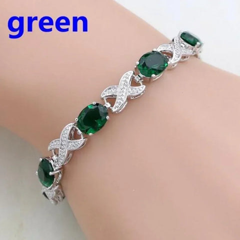 Graceful Green Crystal Leaf Bracelet