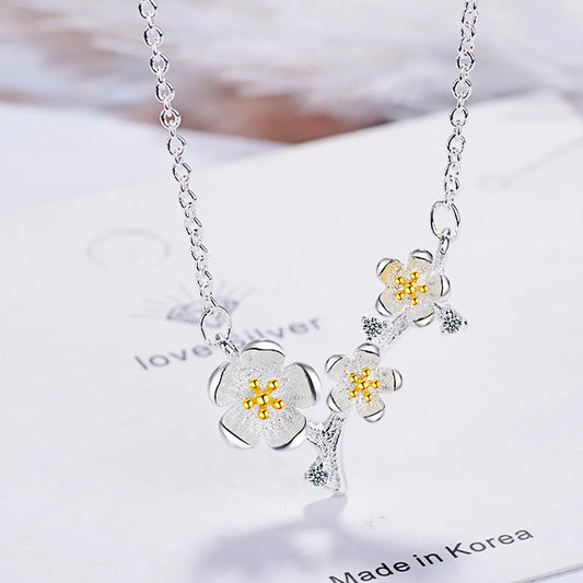 925 Sterling Silver Flower Pendant Chain Necklace For Women Luxury Fine Jewelry Accessories Wholesale Jewellery Argent 925