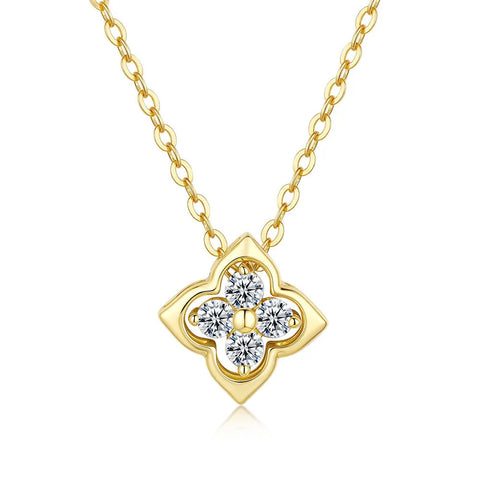 3mm Moissanite S925 Silver Yellow Gold Color Pendant Ladies Anniversary Necklace Gift