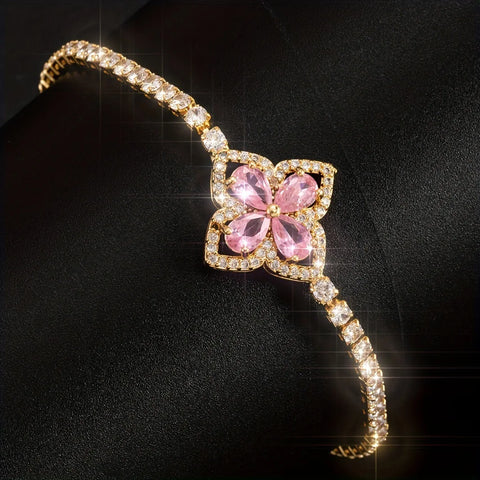Advanced Flower Shaped Zircon Encrusted Bracelet