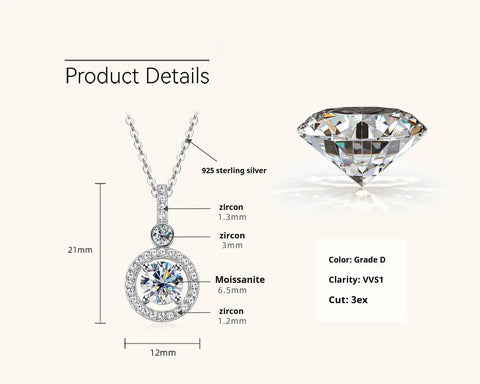 Luxury 1carat Moissanite Women's Necklace