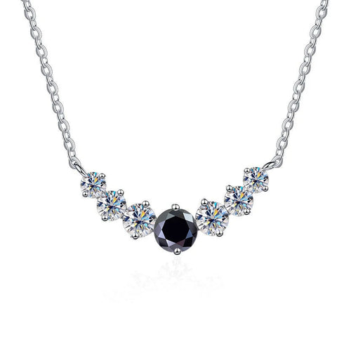 JoyceJelly 5 Moissanite stones Necklace For Women Wedding Jewely with GRA Certified 925 Sterling Sliver Plated 18k White Gold